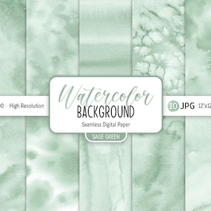 Sage Grün Aquarell Hintergrund Abstrakt Hochzeit Digitales Papier Pack Pastell Nahtlose Muster Printable Scrapbooking Papier Blasse Baby Textur