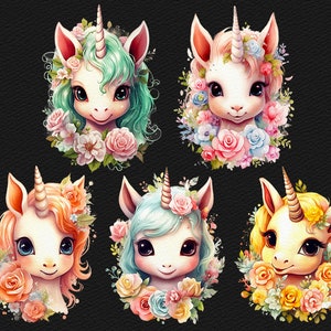 Watercolor Unicorn Clipart Fantasy Clip Art Cute Rainbow Baby Unicorn ...
