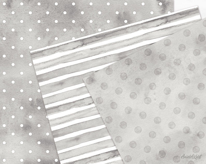 Warm Grey Seamless Pattern Watercolor Polka Dot Digital Paper Pack ...