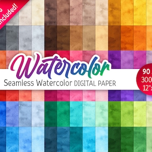 90 Texture acquerello Carta digitale Pacchetto Pacchetto Arcobaleno Sfondo Modello senza cuciture Scrapbook stampabile Download immediato Uso commerciale