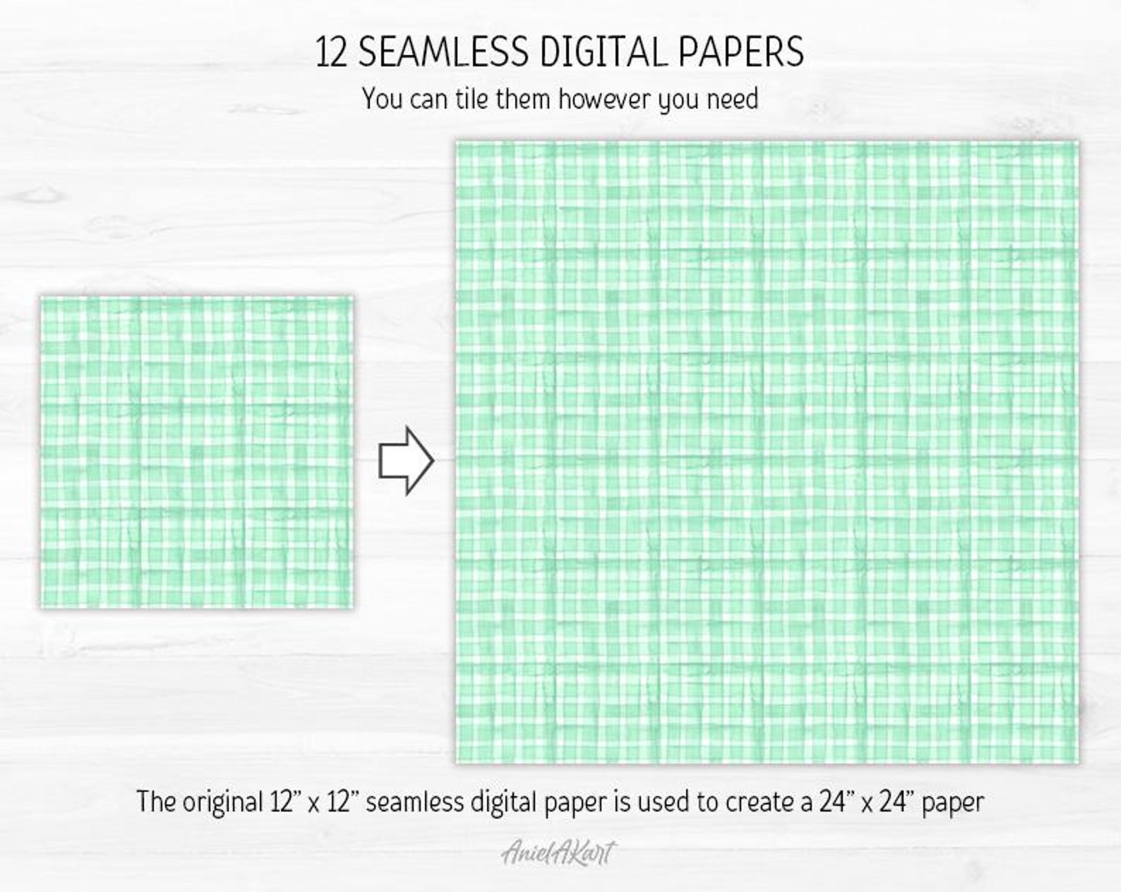 Pastel Gingham Digital Paper Pack Watercolor Pastel Rainbow Hues ...