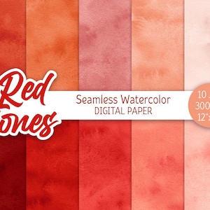 Rosso Acquerello sfondo Scarlatto Ombre Digital Paper Pack Seamless Pattern Rosso Tonalità Texture Clipart Stampabile Scrapbooking Carta Design