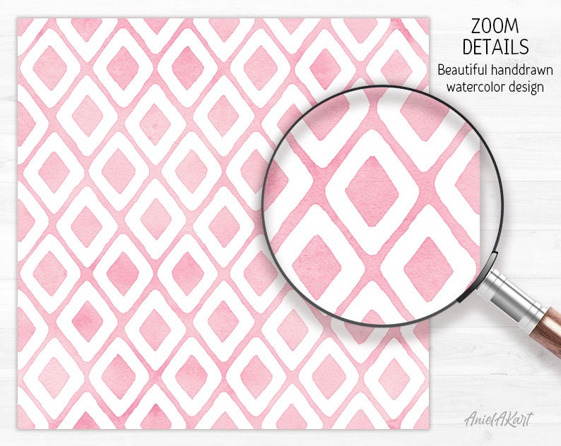 Blush Pink Geometric Pattern Watercolor Seamless Digital Paper - Etsy