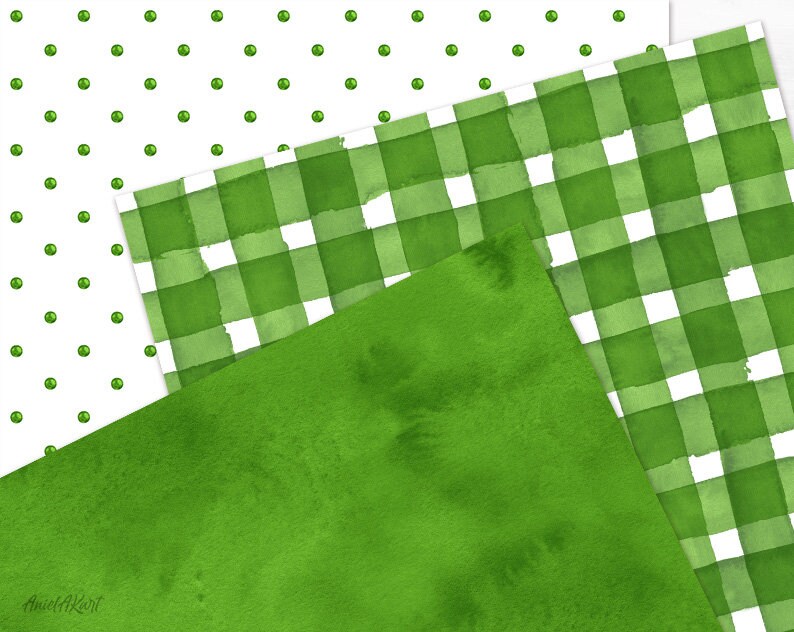 Bright Green Seamless Pattern Watercolor Polka Dot Digital Paper Pack ...