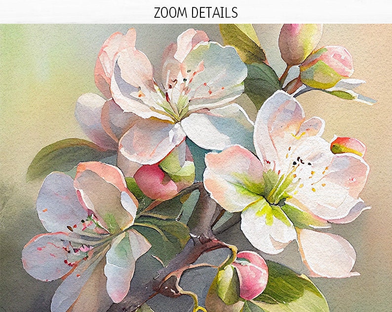 Watercolor Apple Blossom Digital Paper Pack Flower Bloom Printable ...