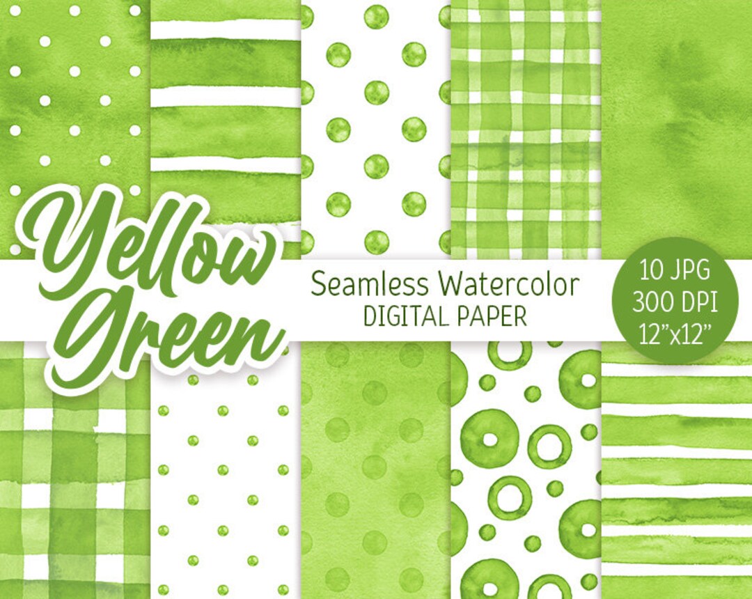 Green Seamless Pattern Watercolor Polka Dot Digital Paper Pack ...