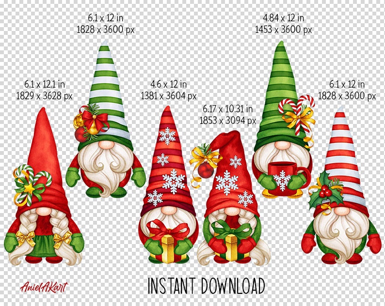 Christmas Gnomes PNG Clipart Christmas Clipart Cute Gnomes | Etsy