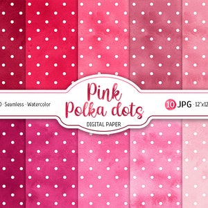 Paquet de papier numérique aquarelle rose à pois bébé fille fond fard à joues ombré rose transparente motif papier scrapbooking imprimable conception mignonne