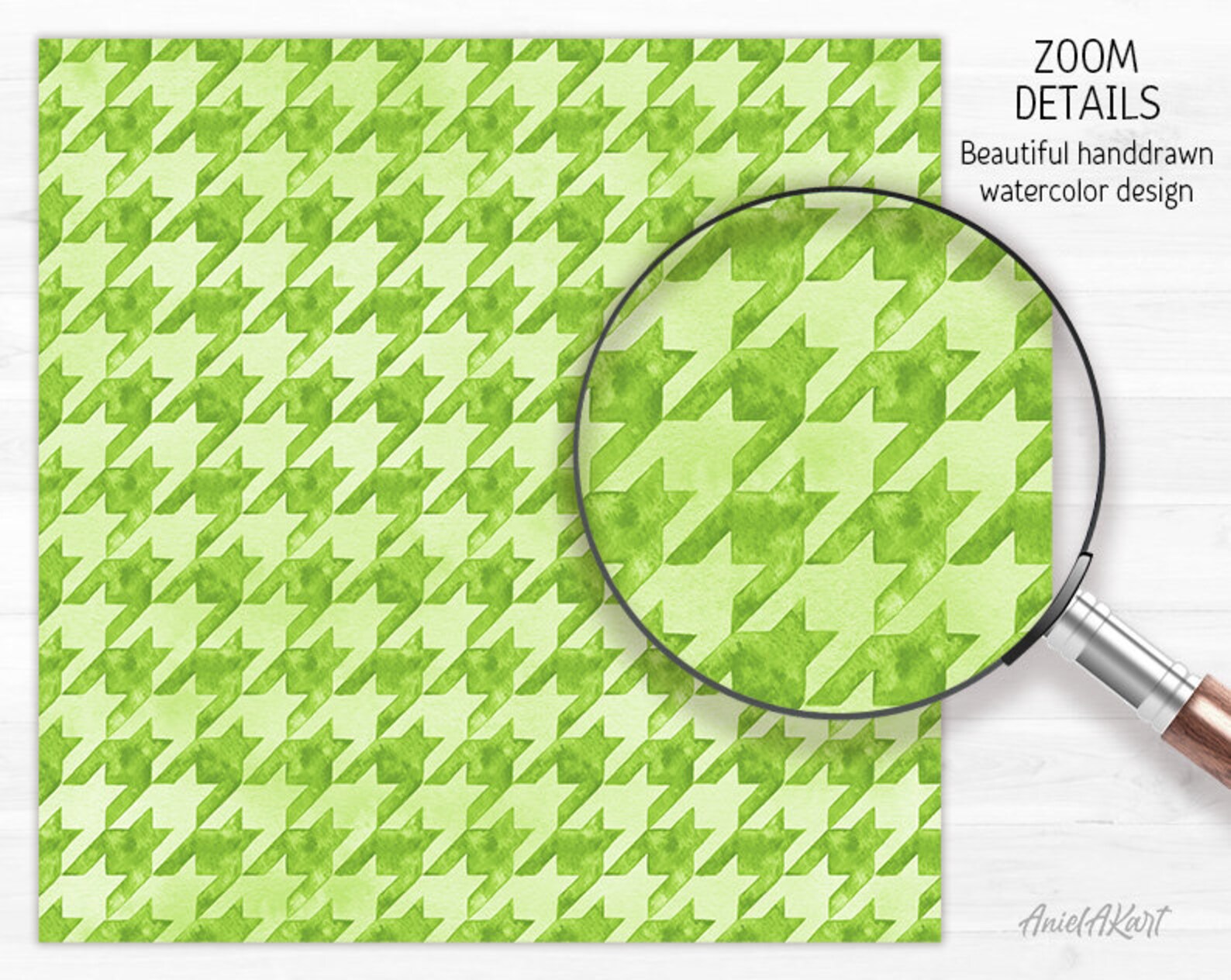 Watercolor Green Tinted Houndstooth Seamless Pattern Sage Background ...