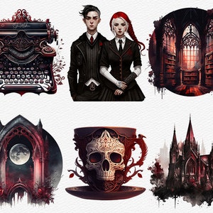 Watercolor Darkest Academia Clipart Pack Dark Academia PNG Gothic ...