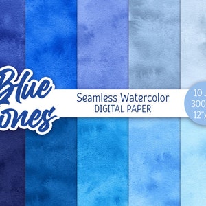 Blaue Aquarell Hintergrund Blau Ombre Digital Paper Pack Nahtloses Muster Blau Farbtöne Texturen Clipart Printable Scrapbooking Papier Design