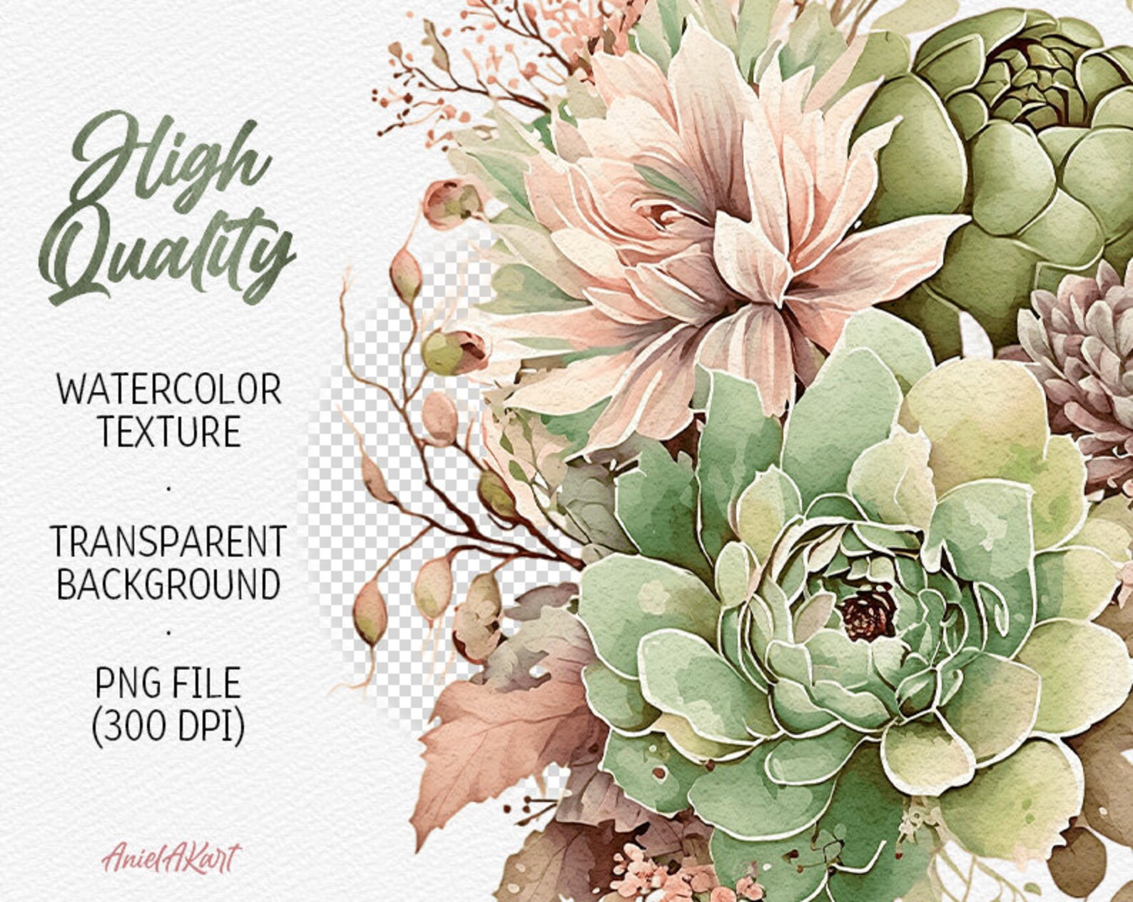 Watercolor Boho Floral Clipart Flower Boho Wedding PNG Bohemian Bridal ...