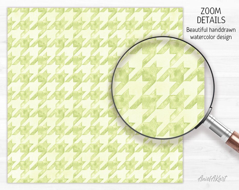 Watercolor Green Tinted Houndstooth Seamless Pattern Sage Background ...