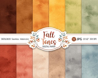 Watercolor Fall Digital Paper Pack Cozy Autumn Hues Seamless Pattern Orange Printable Scrapbooking Paper Autumn background Suede texture