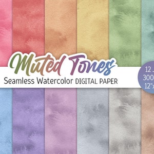 Muted Watercolor Digital Paper Pack Pastel Bohemian Hues Seamless Pattern Printable Scrapbooking Paper Soft Natural background Boho tones