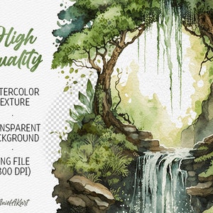 Watercolor Enchanted Forest Clipart Fairy Forest PNG Bundle Magic ...