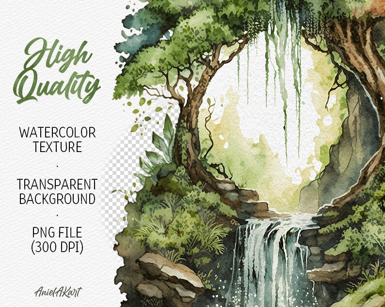 Watercolor Enchanted Forest Clipart Fairy Forest PNG Bundle Magic ...