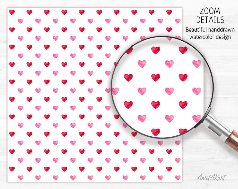 Watercolor Valentine Digital Paper Pack Valentine Printable Background ...