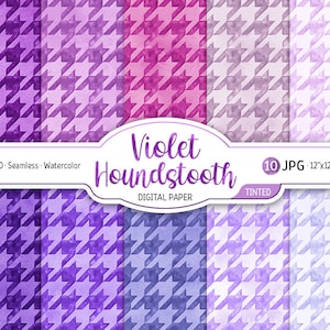 Aquarel Violet getint Houndstooth naadloze patroon achtergrond Ombre digitale papier Pack textuur paarse afdrukbare Scrapbooking papierontwerp