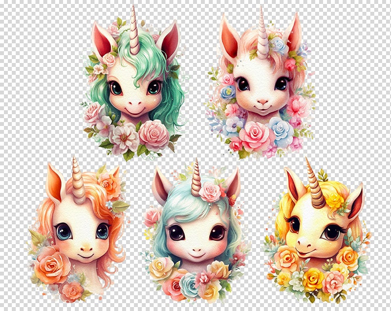 Watercolor Unicorn Clipart Fantasy Clip Art Cute Rainbow Baby Unicorn ...