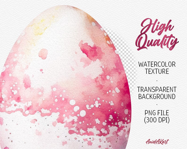 Watercolor Easter Eggs Clipart Bundle White and Pink Easter Egg PNG ...