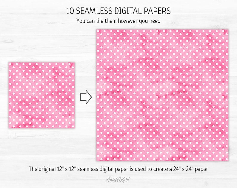 Pink Geometric Pattern Watercolor Seamless Digital Paper Pack Printable ...
