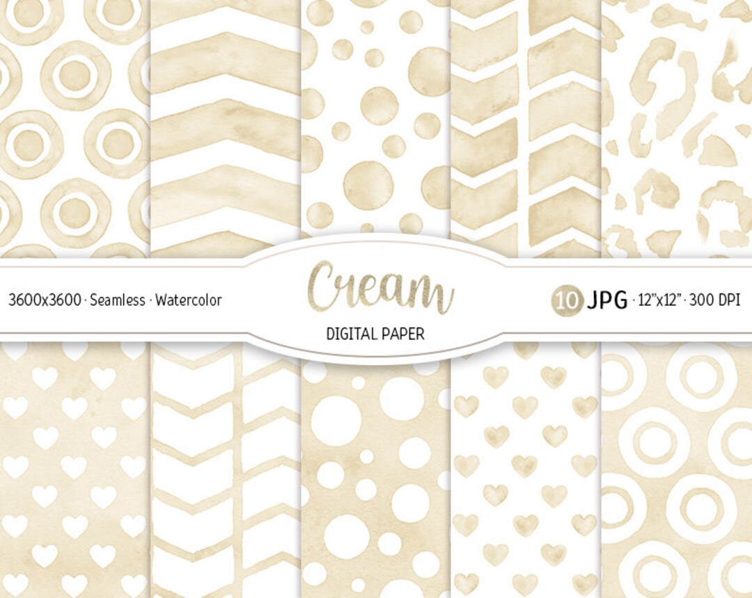 Paper Pattern Cream Cream Digital Paper Pack Pastel Watercolor Seamless Pattern Neutral ...