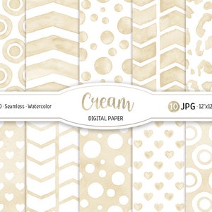 Pacchetto di carta digitale color crema Modello senza cuciture acquerello pastello Boho neutro Album stampabile Carta Leopardo Stampa animalier Baby Boy Baby Girl