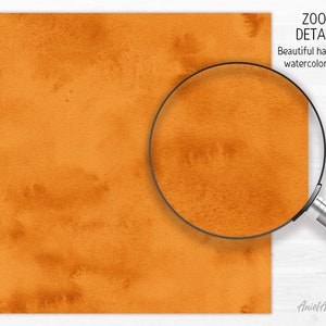Puede incluir: Un papel digital sin costuras con un fondo de acuarela en tonos naranja. El papel tiene un aspecto y una textura texturizados, con sutiles variaciones de color y opacidad. El papel es perfecto para crear fondos, agregar textura a los dise&ntilde;os o crear patrones &uacute;nicos.