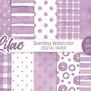 Lila Púrpura Patrón sin costuras Acuarela LunarEspa de papel digital Paquete de papel imprimible Fondo de boda Acuarela Rayas Textura de baby shower
