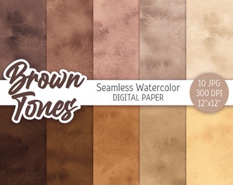 Braun Aquarell Hintergrund Braun Ombre Digital Paper Pack Nahtloses Muster Kaffee Farbtöne Texturen Clipart Printable Scrapbooking Papier Design