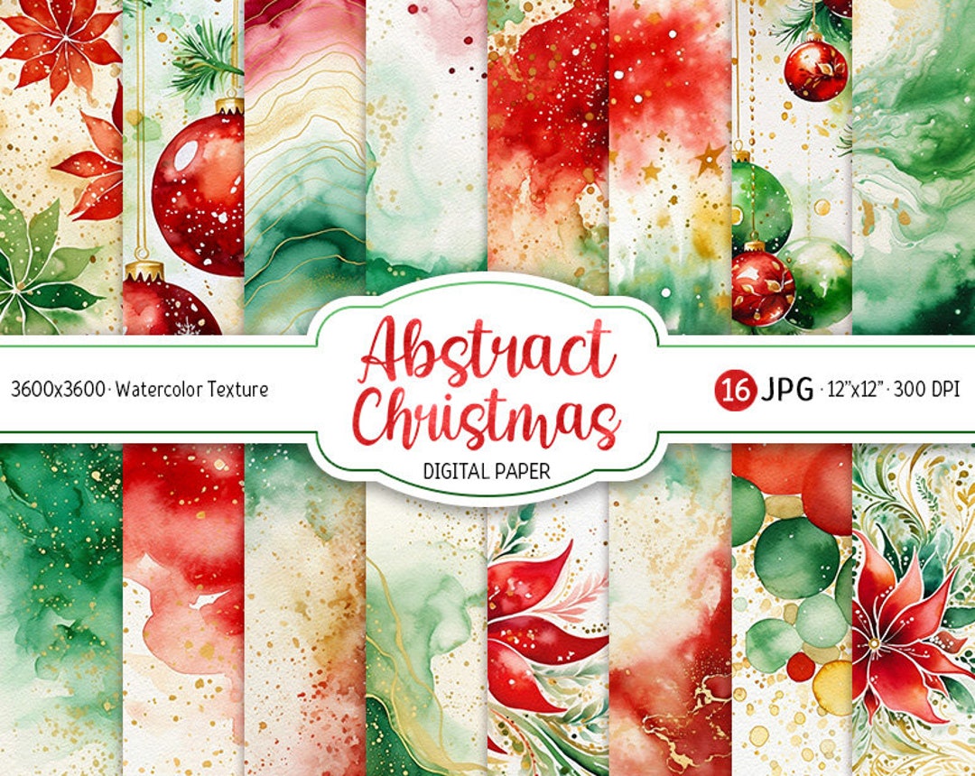 Christmas Digital Paper Pack Watercolor Splash Red and Green Splatter ...