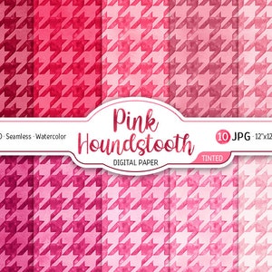 Aquarel roze getint Houndstooth naadloze patroon achtergrond Blush digitale papier Pack Ombre textuur afdrukbare Scrapbooking papierontwerp