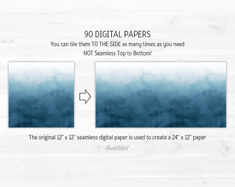 Ombre Watercolor Digital Paper Pack Bundle 90 Rainbow Colors Gradient ...