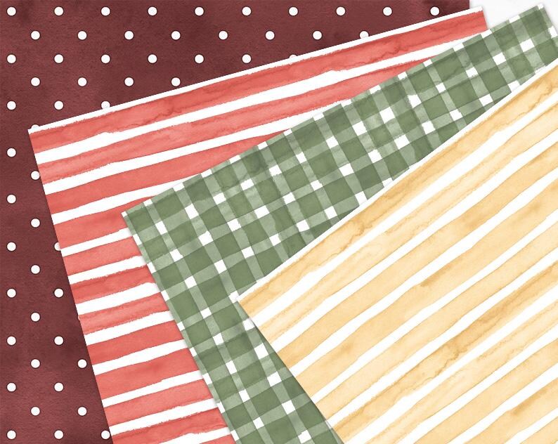 Red Pattern Printable Paper Watercolor Strawberry Cottage Digital Paper Pack Sweet Berry Seamless ...