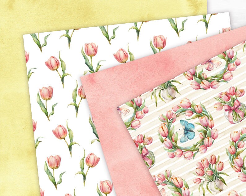 Spring Floral Digital Paper Pack Watercolor Easter Seamless Pattern ...