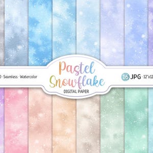 Pastel aquarel sneeuwvlokken digitaal papier pak naadloze witte sneeuw achtergrond abstract patroon afdrukbaar plakboek winter texturen