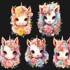 Watercolor Unicorn Clipart Fantasy Clip Art Cute Rainbow Baby Unicorn ...