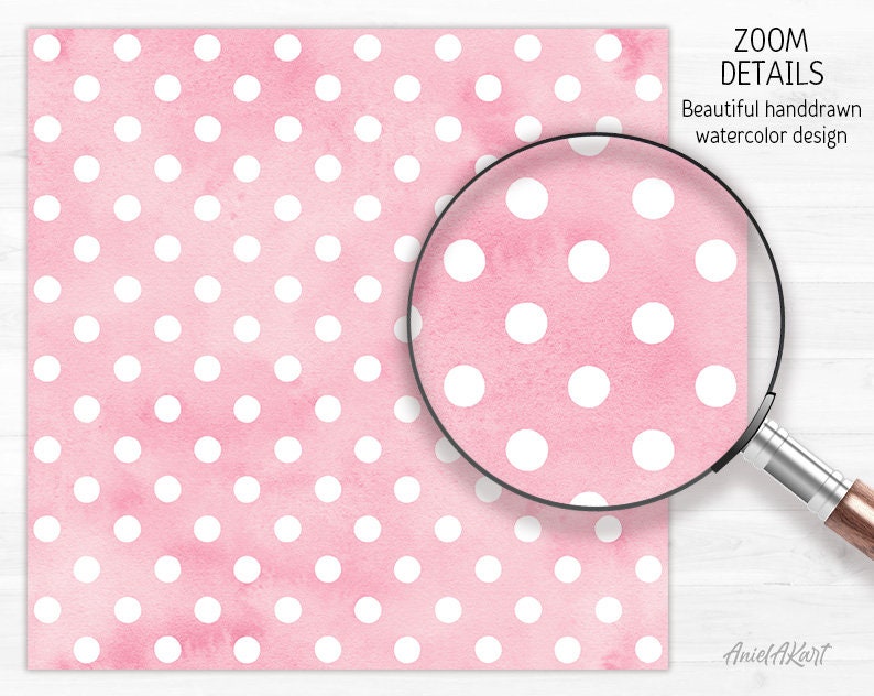 Blush Pink and Blue Seamless Pattern Watercolor Polka Dot Digital Paper ...