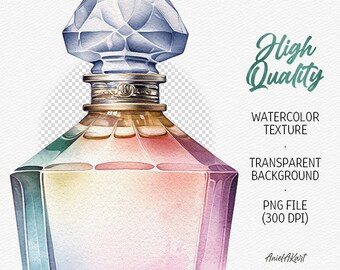 Watercolor Perfume Bottles Clipart Pastel Perfume PNG Bundle