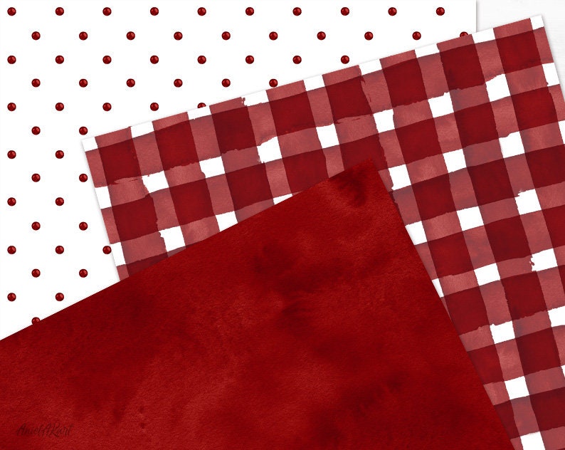Red Seamless Pattern Watercolor Polka Dot Digital Paper Pack Printable ...