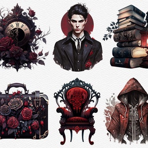 Watercolor Darkest Academia Clipart Pack Dark Academia PNG Gothic ...