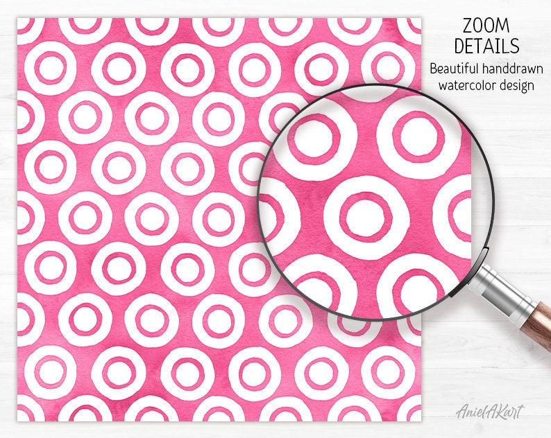 French Pink Digital Paper Pack Watercolor Confetti Seamless Pattern ...