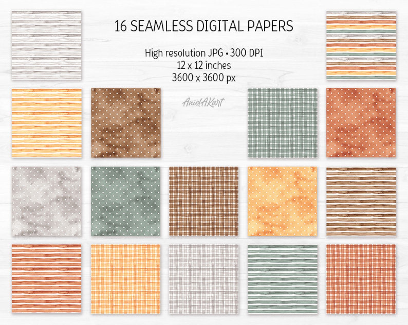 Watercolor Boho Tones Digital Paper Pack Natural Boho Seamless Pattern ...