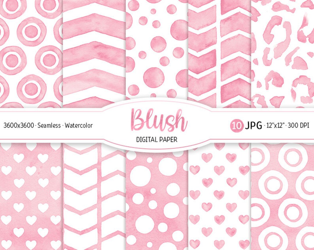 Blush Pink Digital Paper Pack Watercolor Confetti Seamless Pattern ...