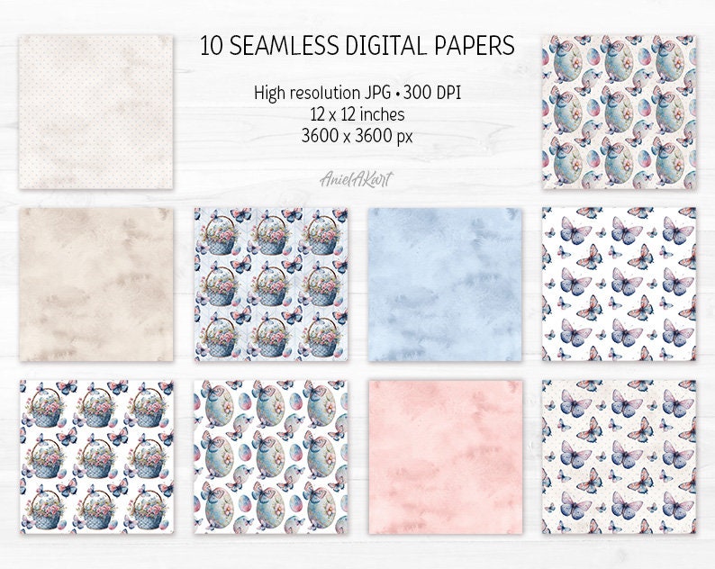 Easter Digital Paper Pack Watercolor Easter Seamless Pattern - Etsy