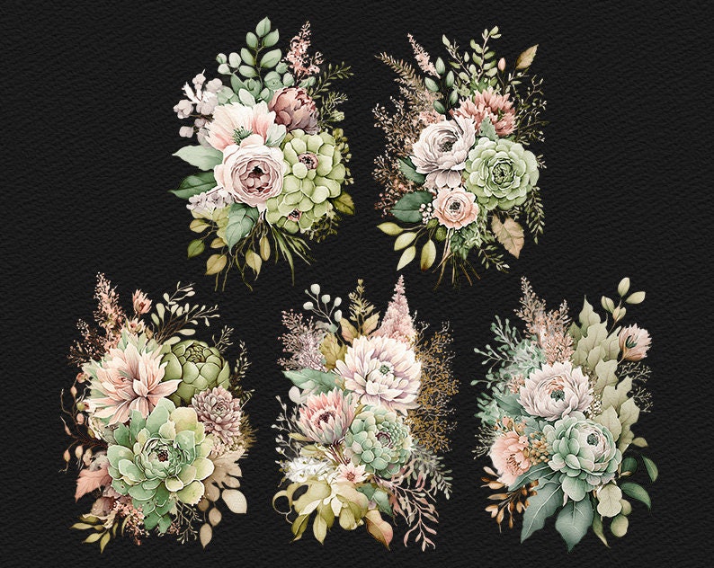 Watercolor Boho Floral Clipart Flower Boho Wedding PNG Bohemian Bridal ...
