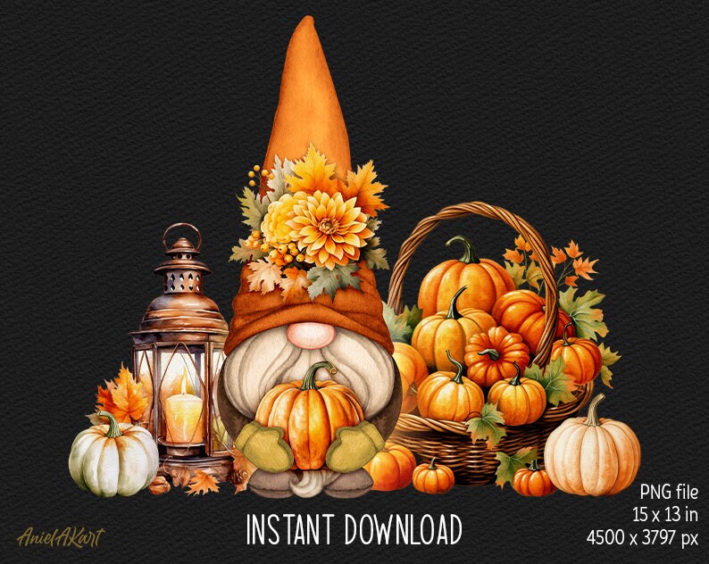 Fall Gnome PNG Sublimation Design Thanksgiving Gnome Autumn Gnome ...