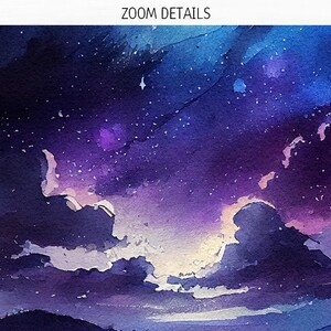 Night Sky Digital Paper Pack Watercolor Clouds Printable Scrapbooking Paper Stars Celestial ...