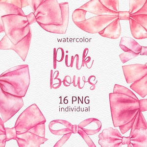 Aquarell Pink Schleifen Clipart Handgemalt Pastell Pink Schleifen PNG Digital Scrapbooking Geschenk Schleife Druckbare DIY Instant Download kommerzielle Nutzung